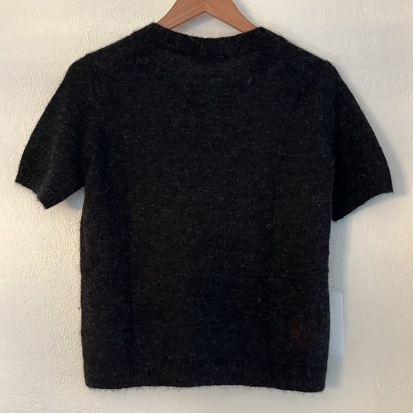 Everlane The Alpaca Short Sleeved Wool Sweater Tee Womens Small Black Dark Gray - Picture 9 of 9